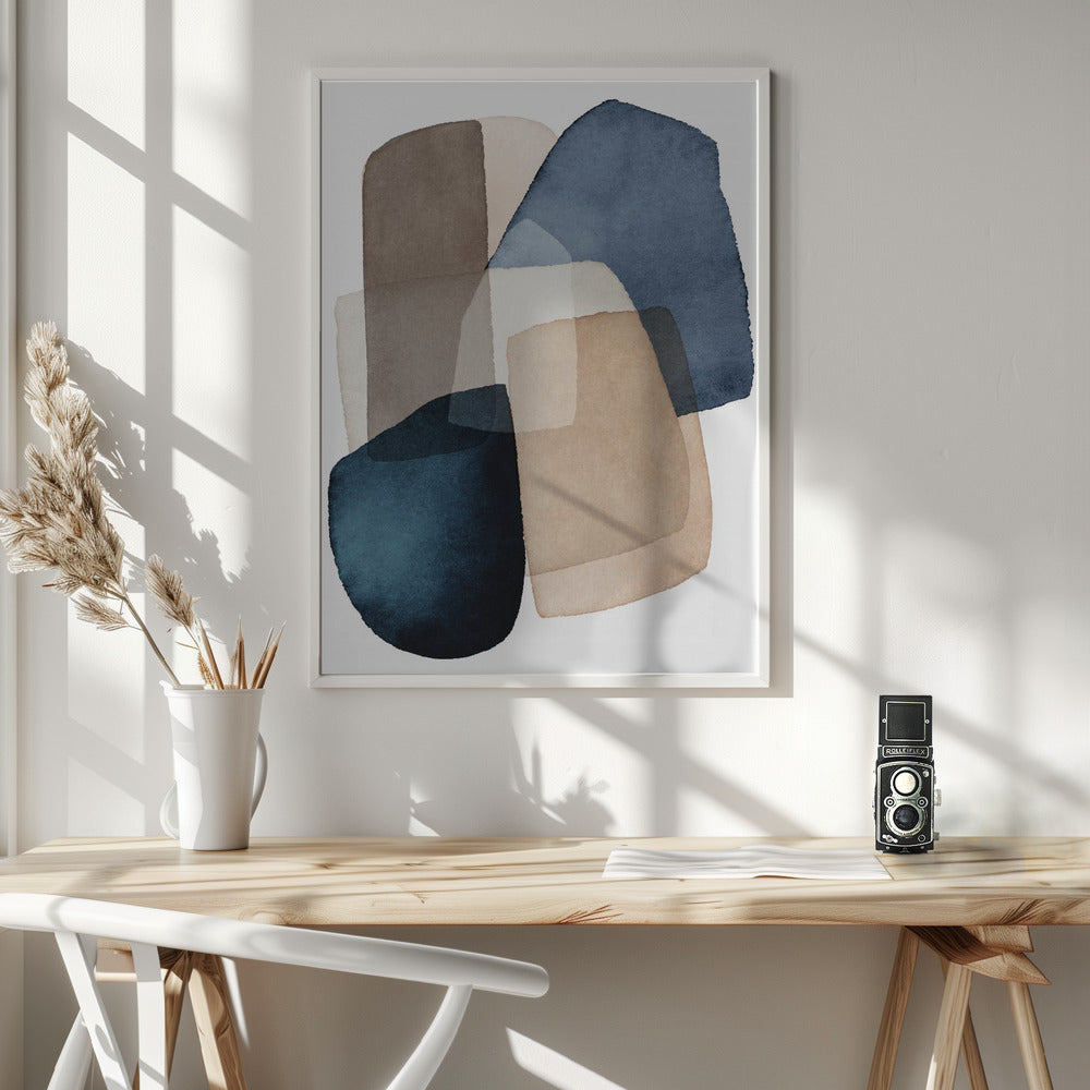 Fine Art Print, Blue Brown Blocks
