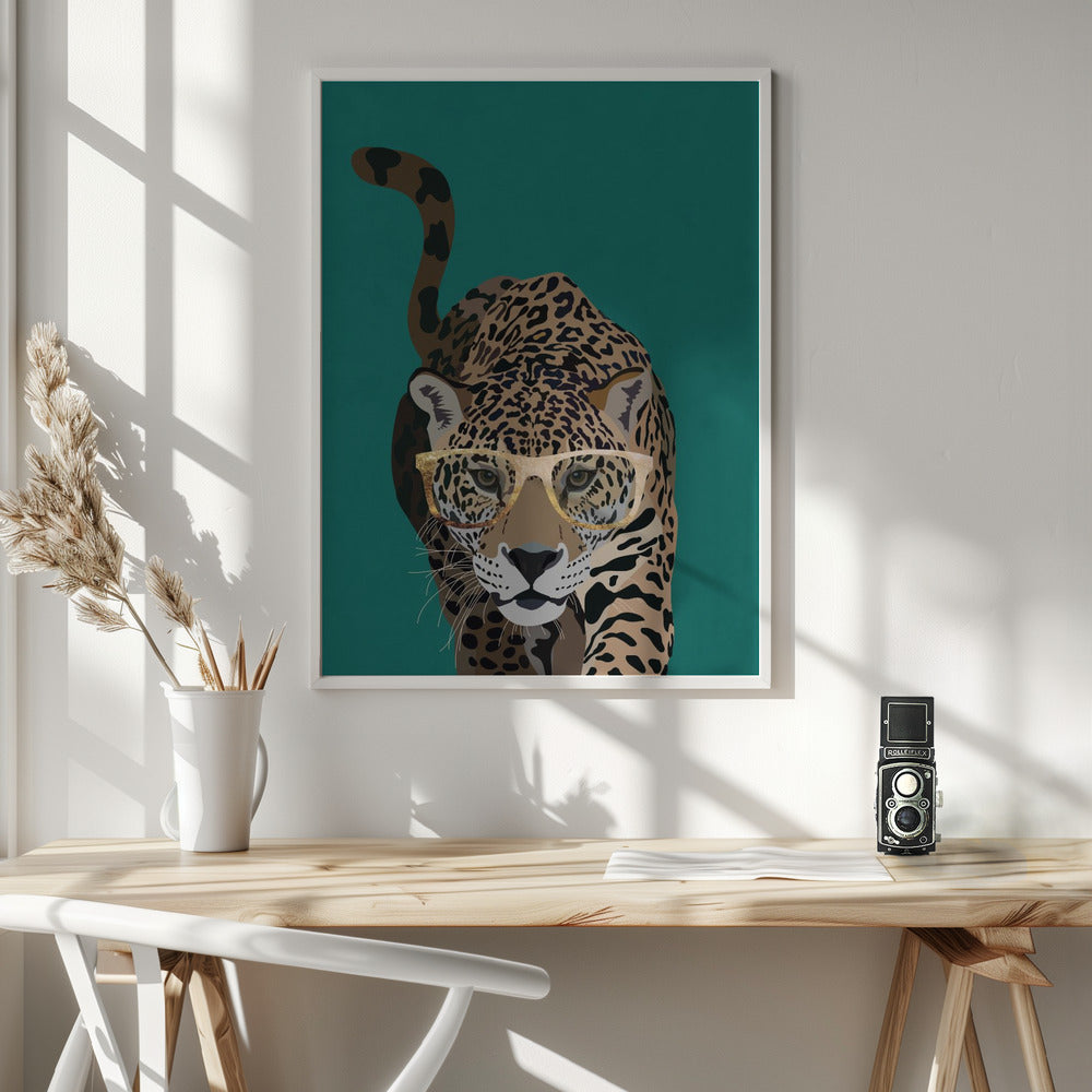 Fine Art Print, Curious green leopard