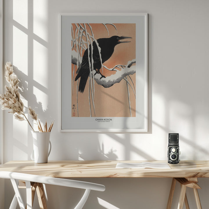 Fine Art Print, Crow On Snowy Branch