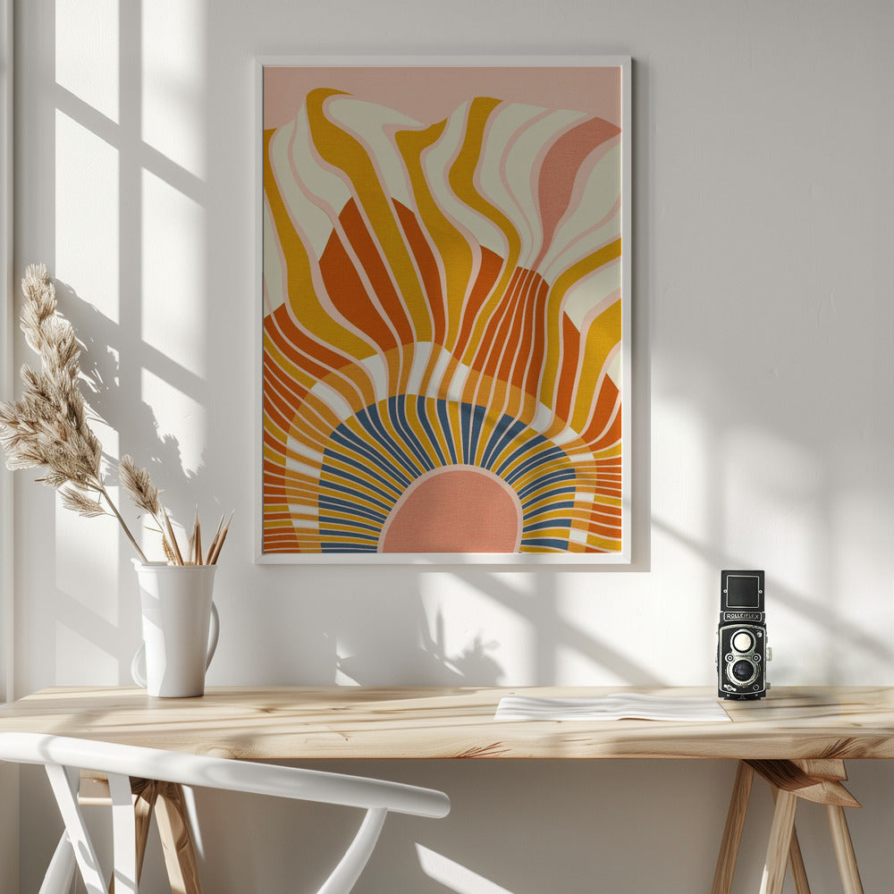 Fine Art Print, Rainbow Plus Shapes  Blue Mustard12