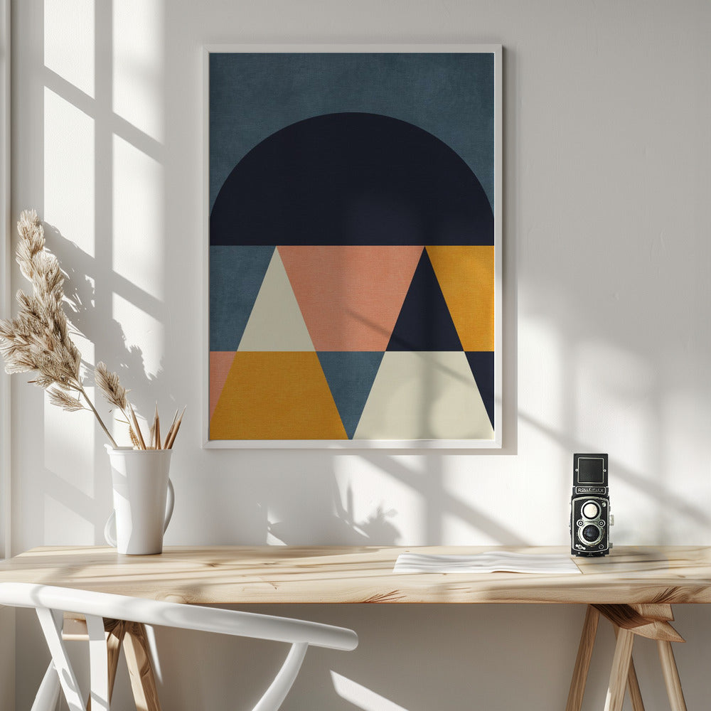 Fine Art Print, Rainbow Plus Shapes  Blue Mustard4