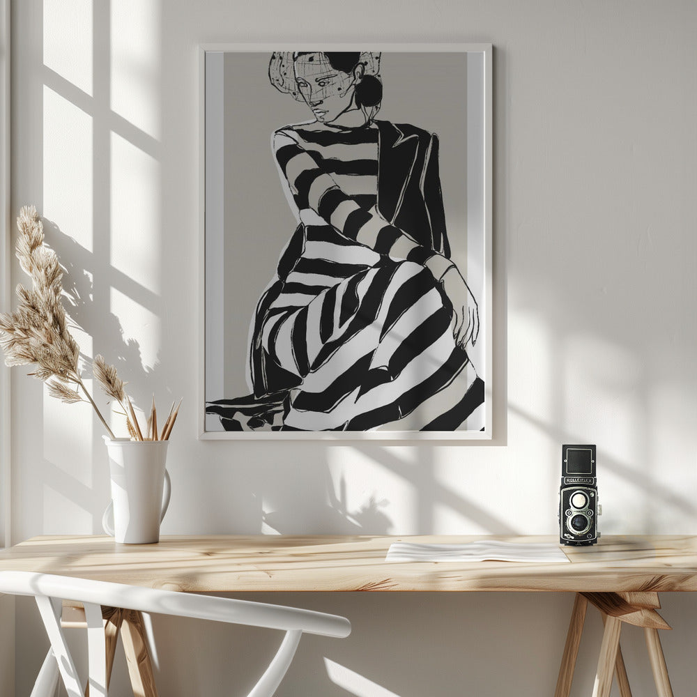 Fine Art Print, Striped Dress