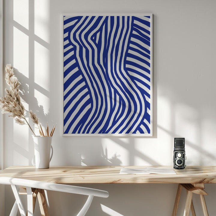 Fine Art Print, Blue and White Striped Nude