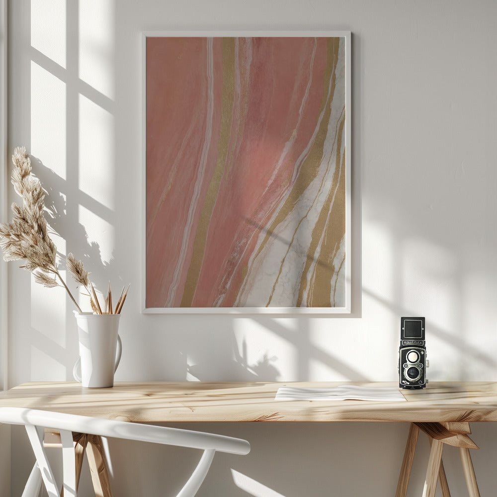 Fine Art Print, Blush Marble With Gold