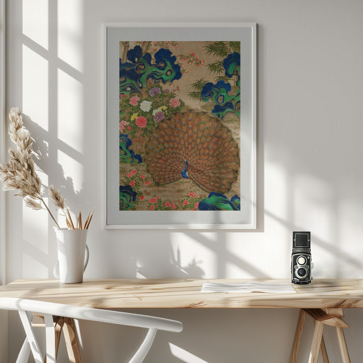 Fine Art Print, Chinese Peacock and Flowers (17th Century)