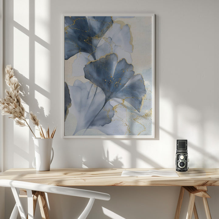 Fine Art Print, Blue Ginkgo Leaves 2