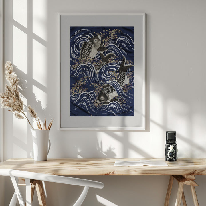 Fine Art Print, Carp In Waves During Meij Period