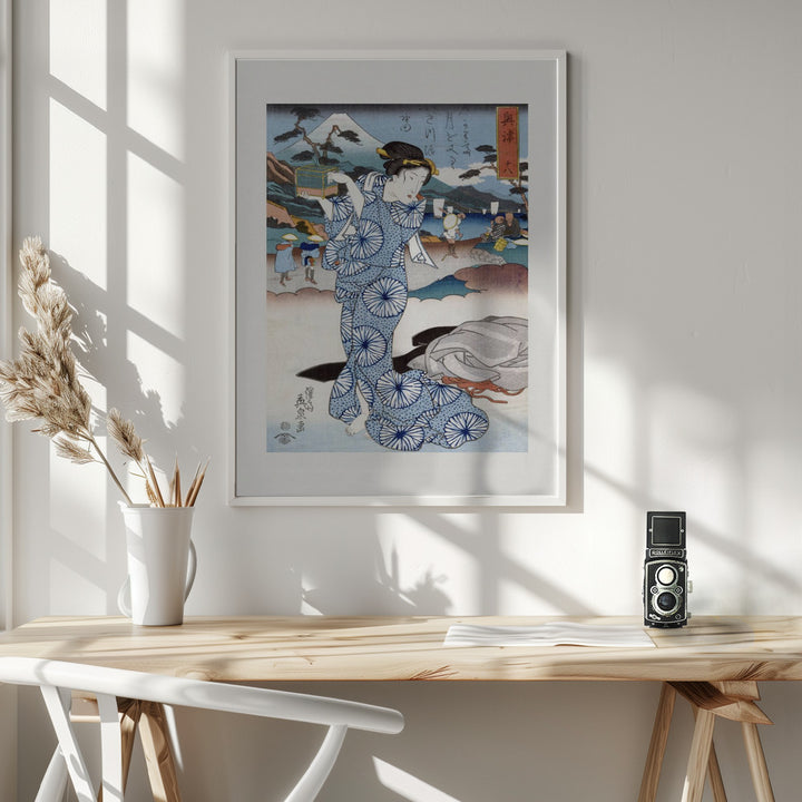 Fine Art Print, Japanese Woman (1830) Vintage Woodblock Print Boarder