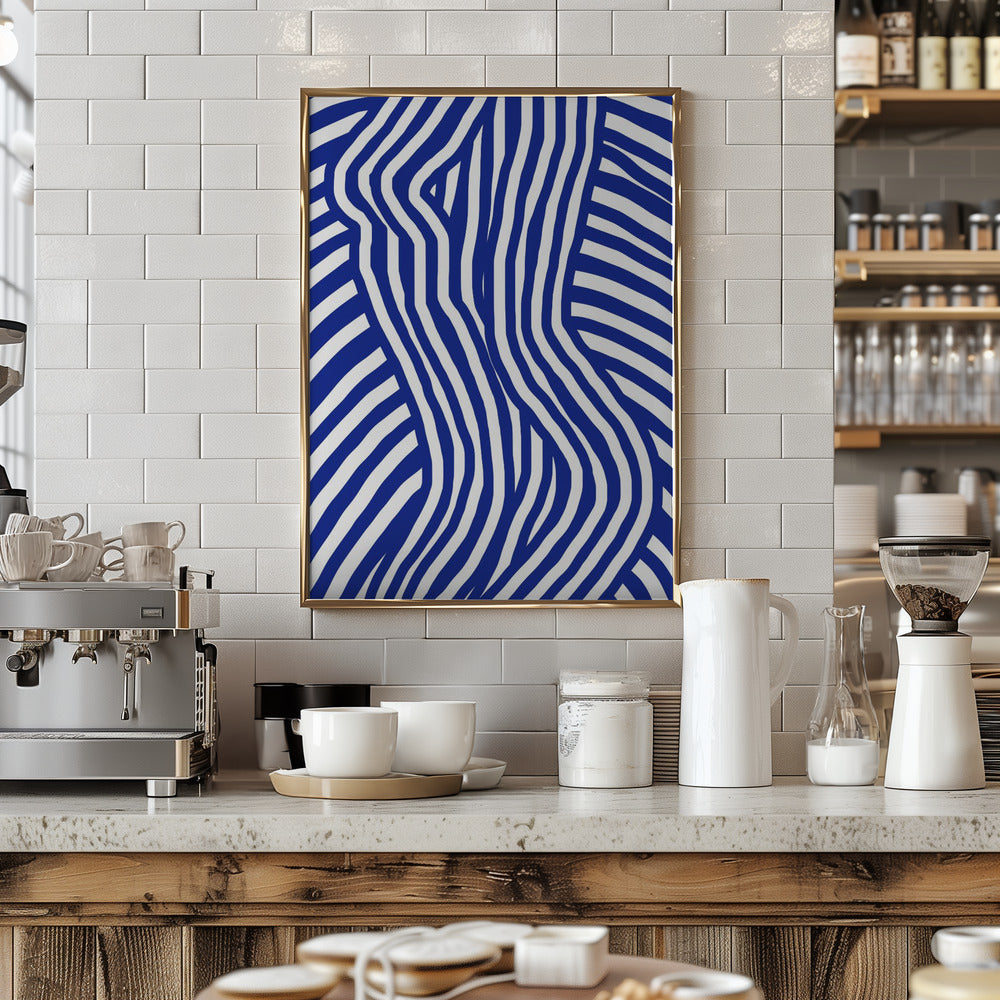 Fine Art Print, Blue and White Striped Nude