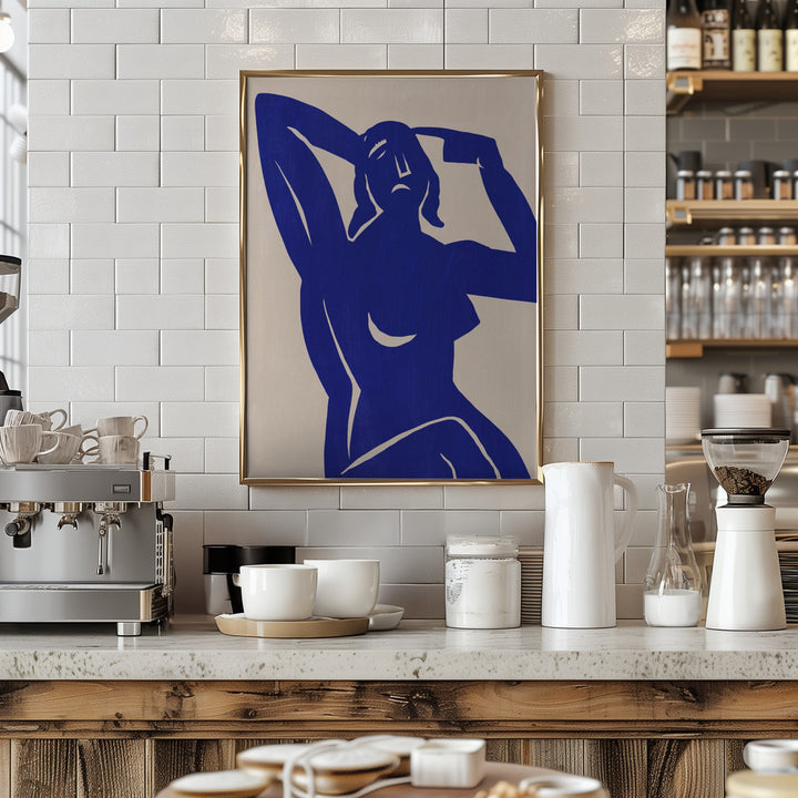 Fine Art Print, Paper cut figurative in blue