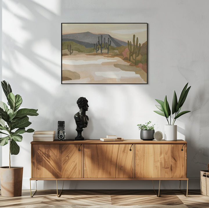 Fine Art Print, Rocky hill and Cactus