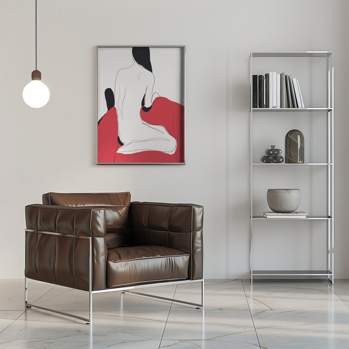 Fine Art Print, Muse in red sofa