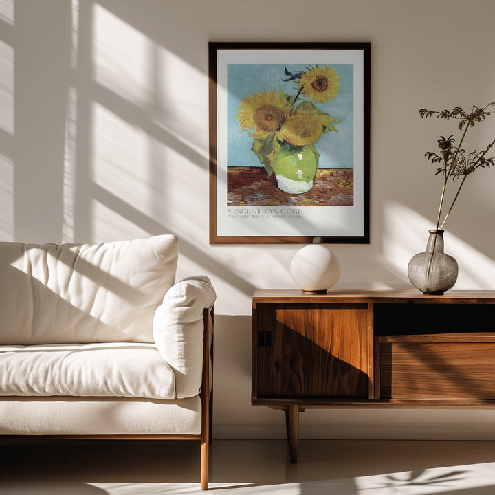 Fine Art Print, Vase With Three Sunflowers