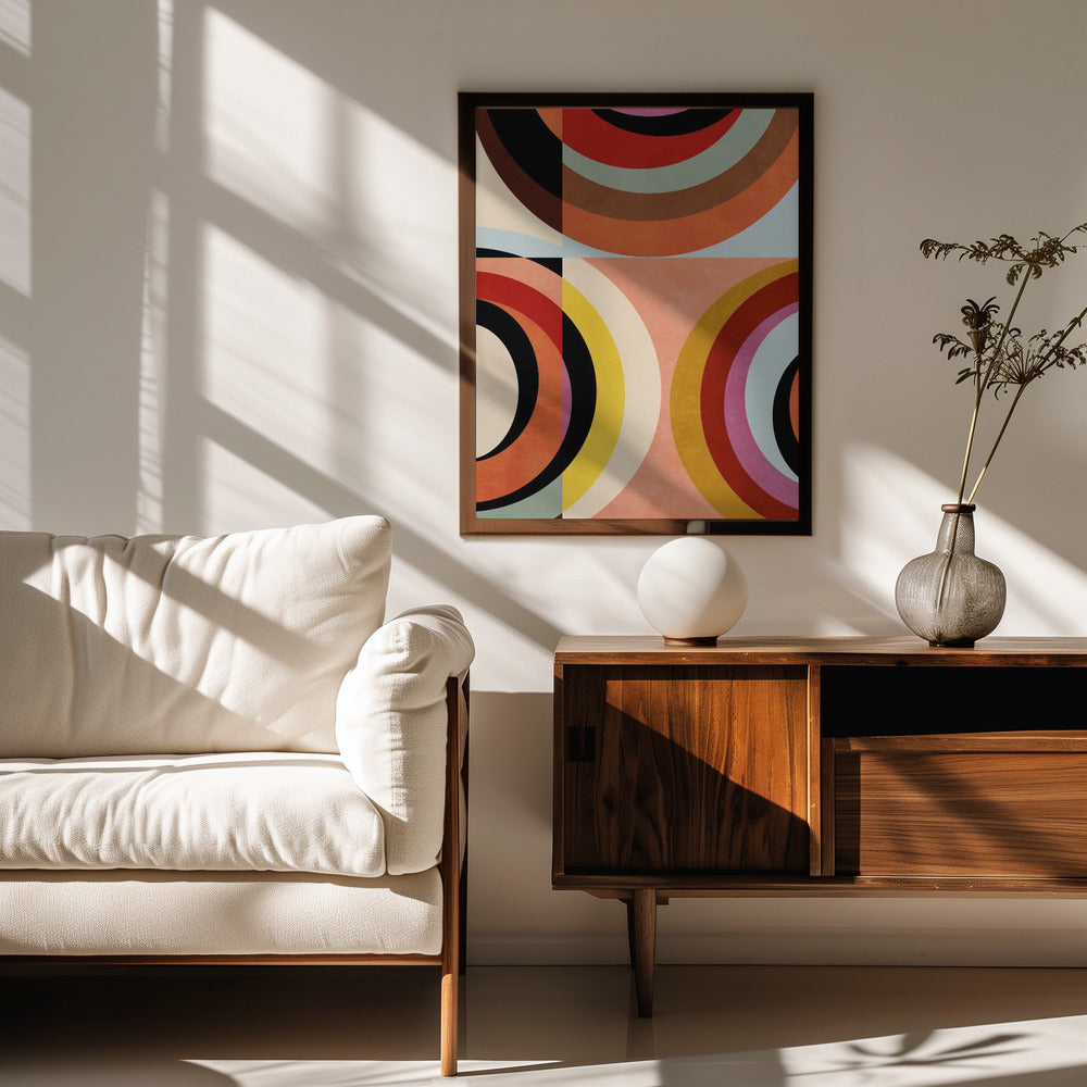 Fine Art Print, Warm Colors Bauhaus Geometry3