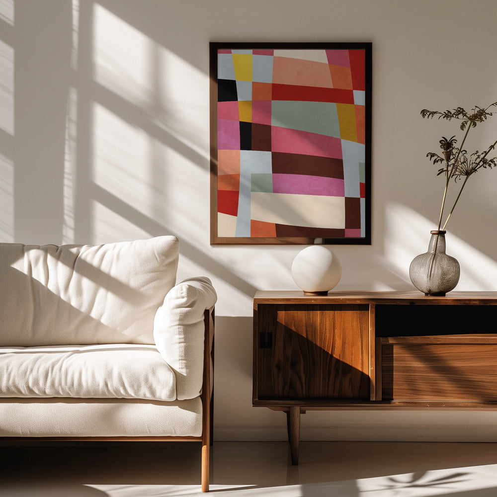 Fine Art Print, Warm Colors Bauhaus Geometry4