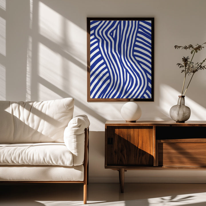 Fine Art Print, Blue and White Striped Nude