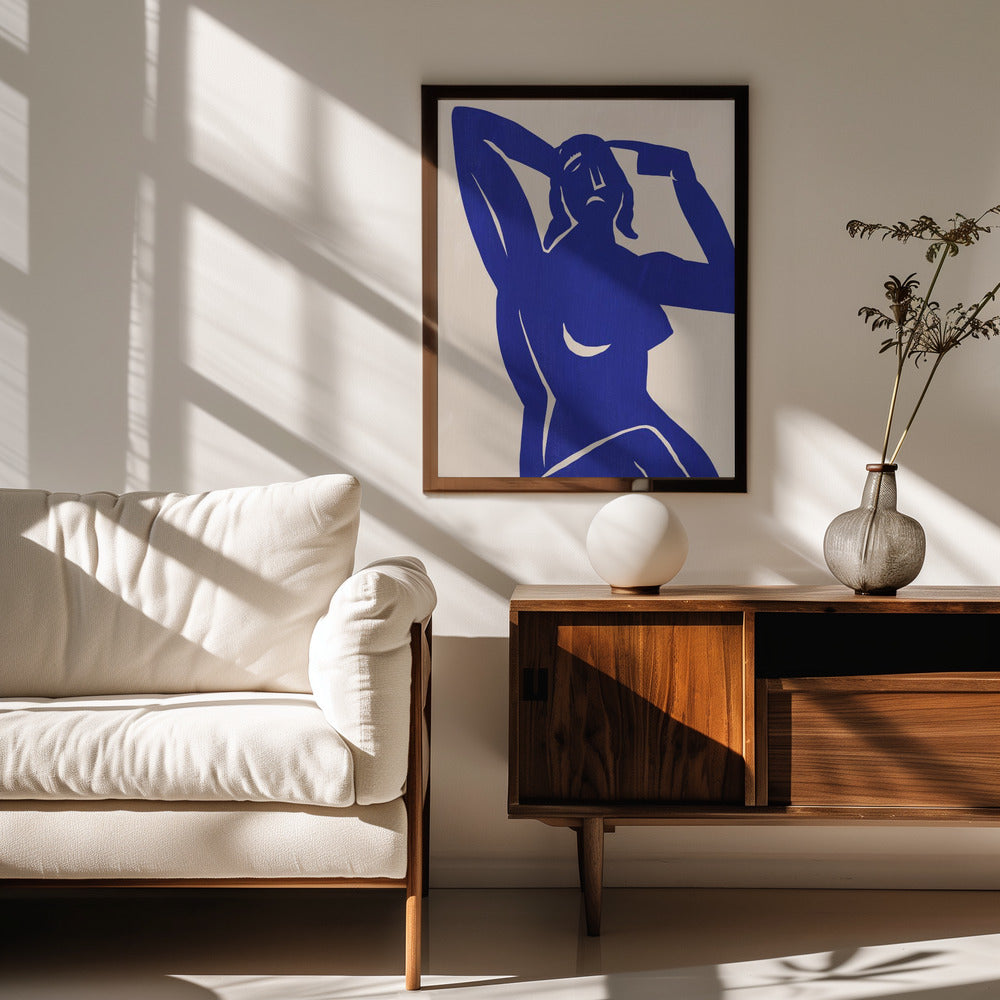 Fine Art Print, Paper cut figurative in blue