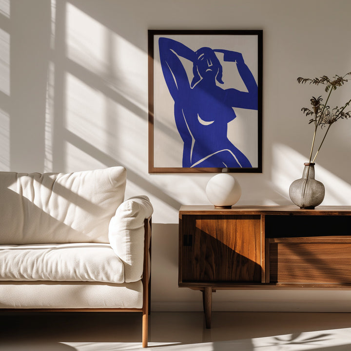 Fine Art Print, Paper cut figurative in blue