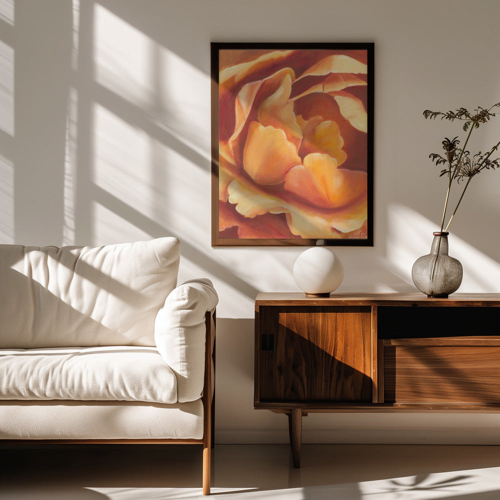 Fine Art Print, Orange Flower Oil on Canvas