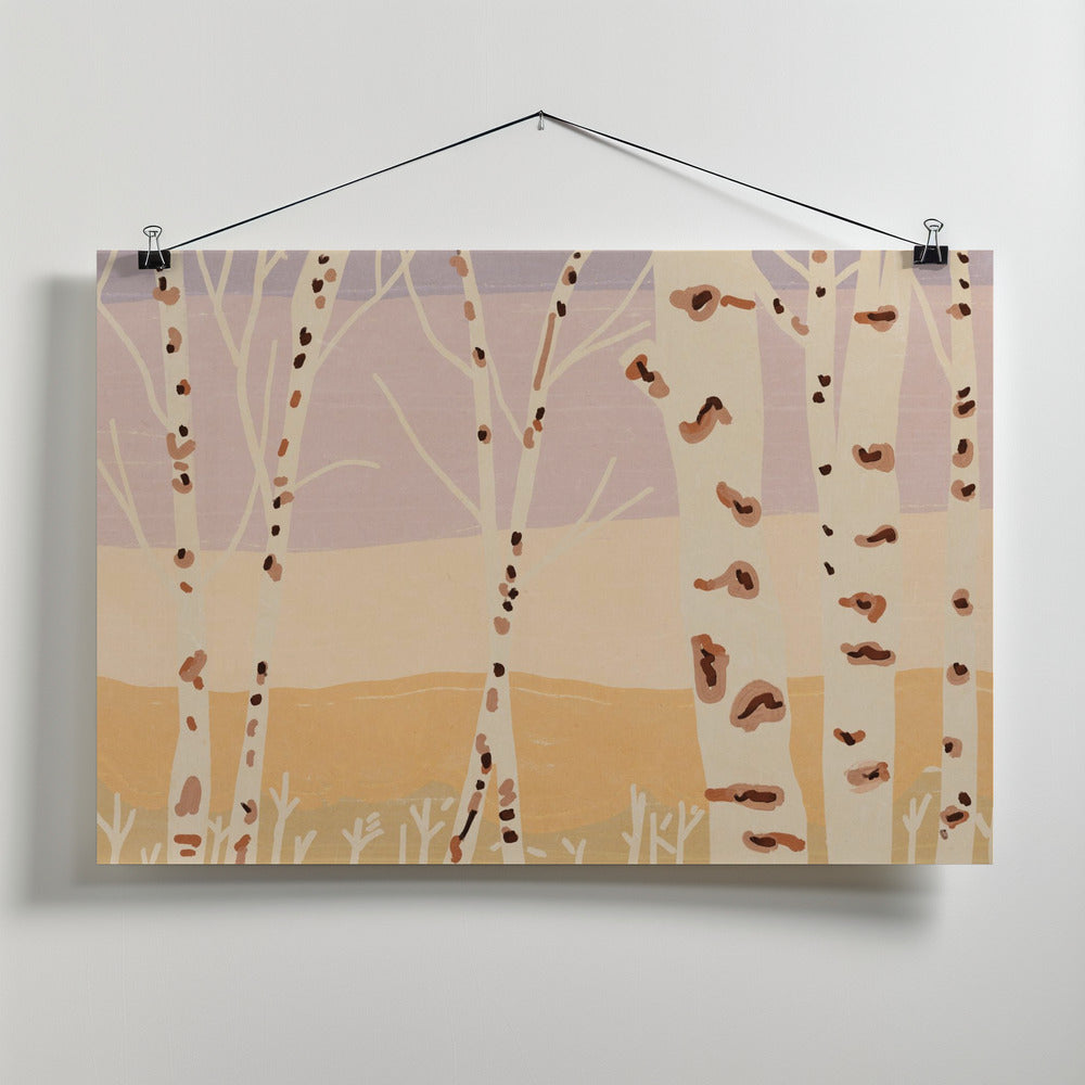 Fine Art Print, Birch forest landscape painting