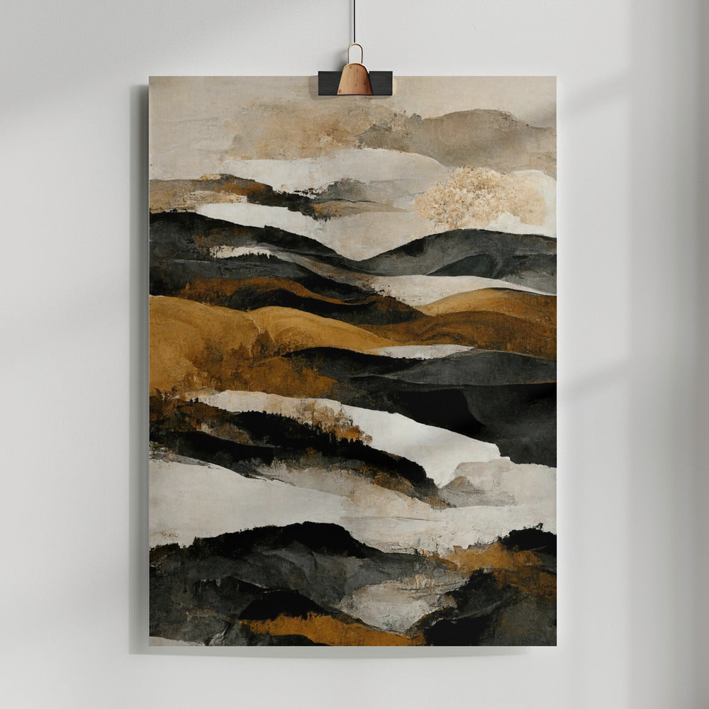 Fine Art Print, Ochre And Beige Mountains