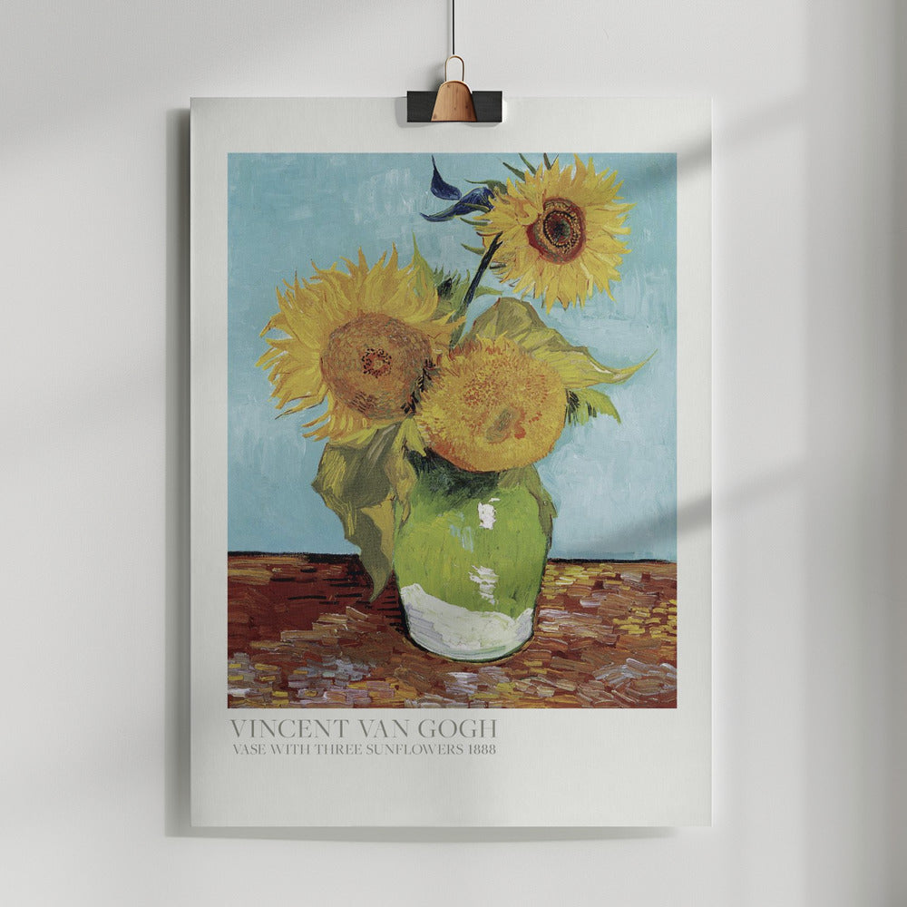 Fine Art Print, Vase With Three Sunflowers