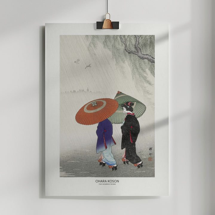 Fine Art Print, Two Women In The Rain