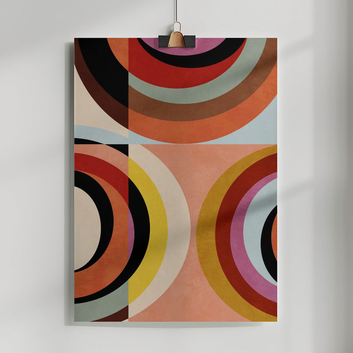 Fine Art Print, Warm Colors Bauhaus Geometry3