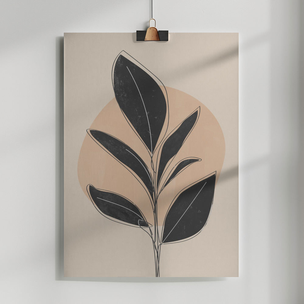 Fine Art Print, Black Abstract Plant