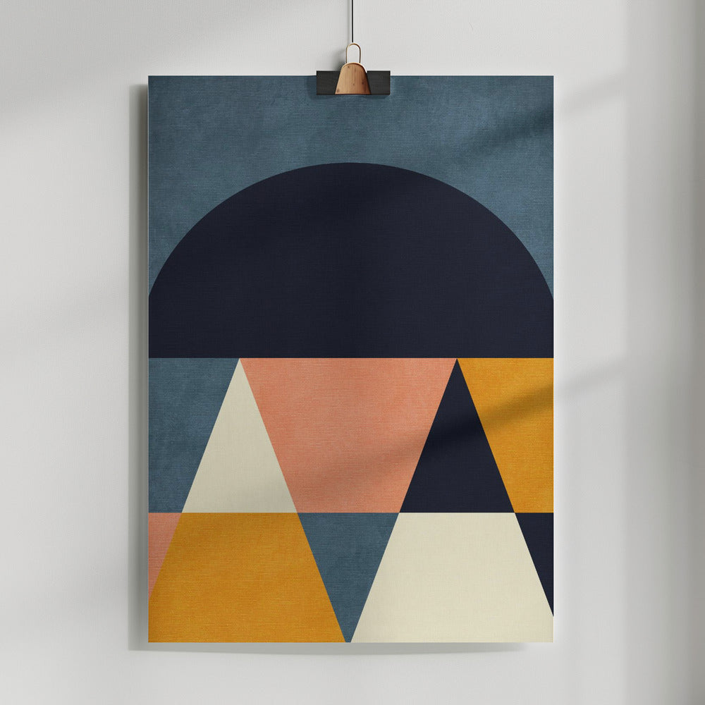 Fine Art Print, Rainbow Plus Shapes  Blue Mustard4