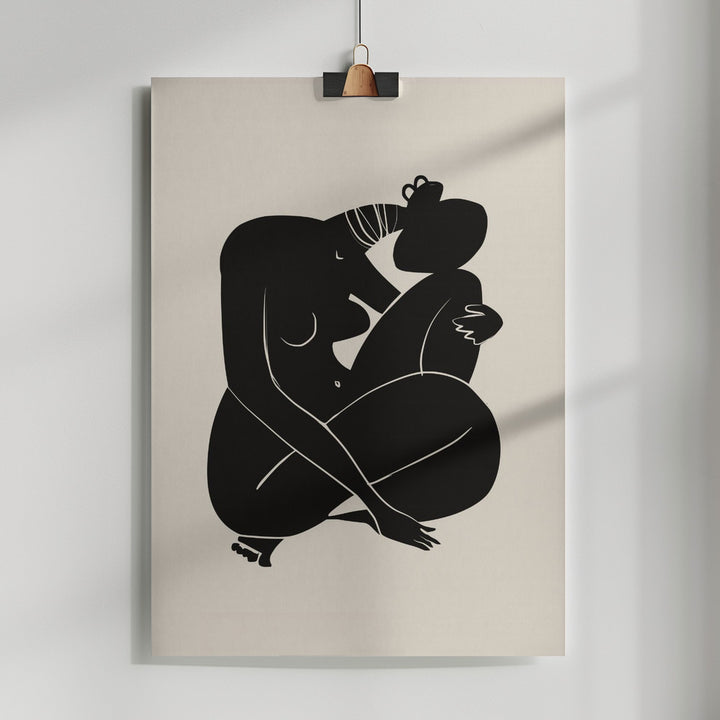 Fine Art Print, Baby Curl African Nude In Black