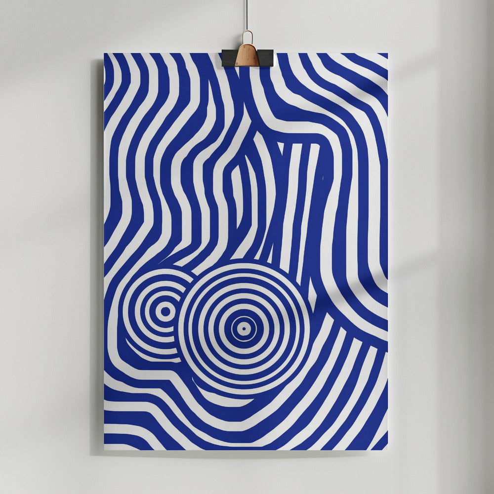 Fine Art Print, Blue and White Striped Seated Nude