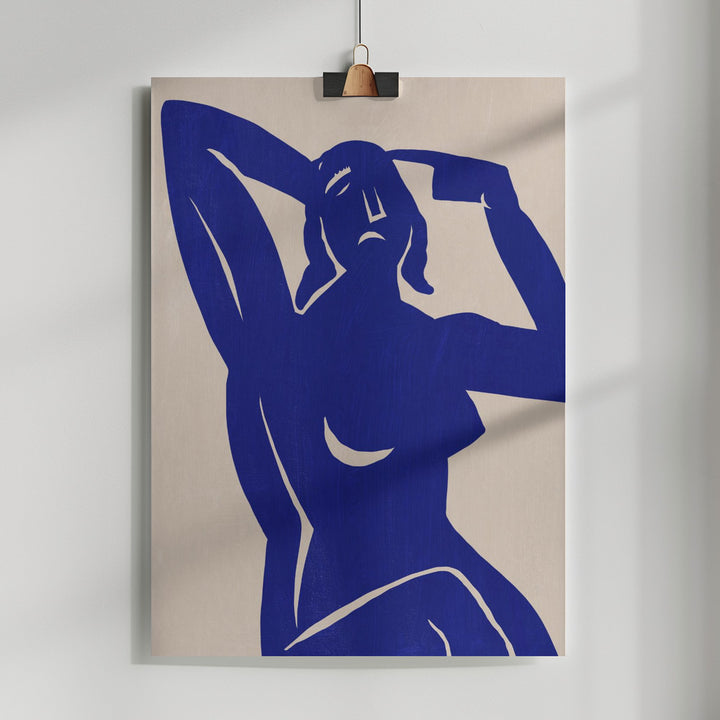 Fine Art Print, Paper cut figurative in blue