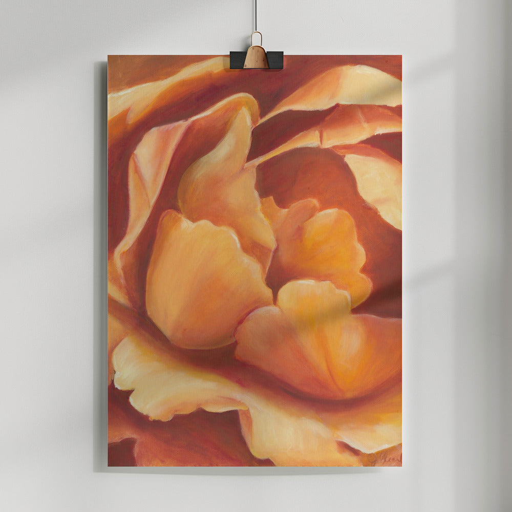 Fine Art Print, Orange Flower Oil on Canvas