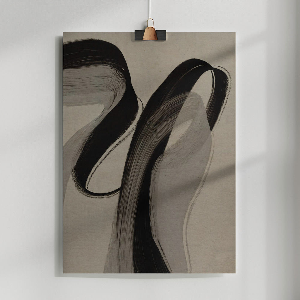 Fine Art Print, Grayandblackstrokesno5