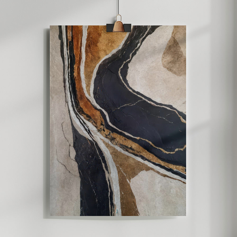 Fine Art Print, Textured Earth In Black and Gold