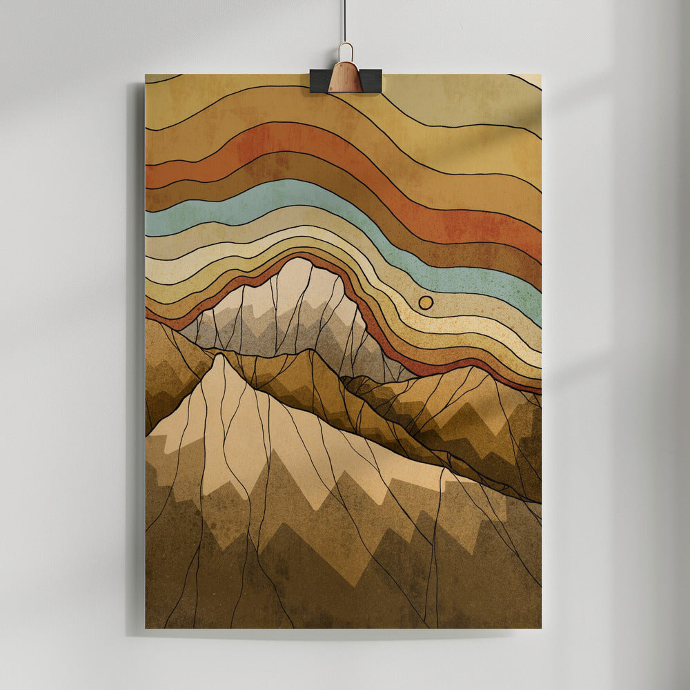 Fine Art Print, Copper rocks and hills