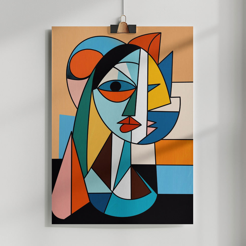 Fine Art Print, Cubism portrait of a lady