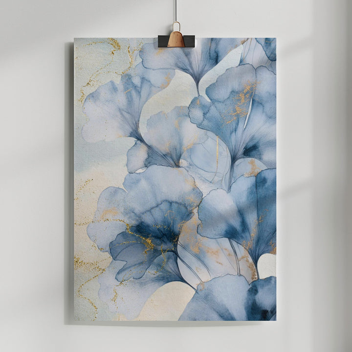 Fine Art Print, Blue Ginkgo Leaves 3