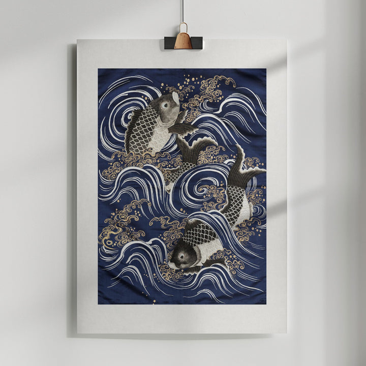 Fine Art Print, Carp In Waves During Meij Period