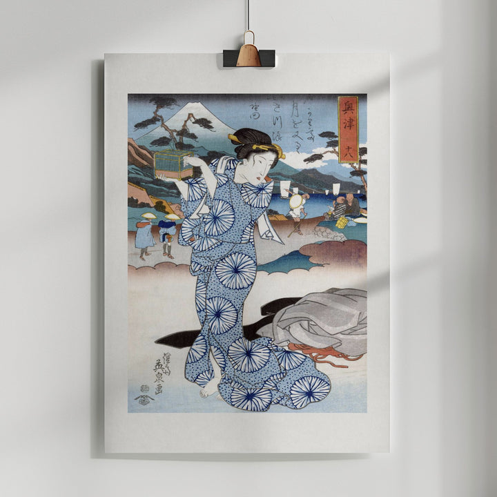 Fine Art Print, Japanese Woman (1830) Vintage Woodblock Print Boarder