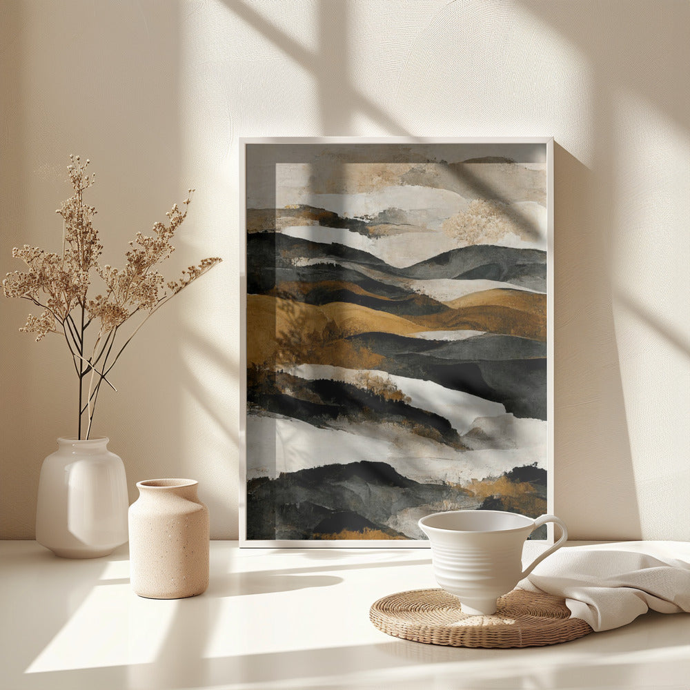 Fine Art Print, Ochre And Beige Mountains