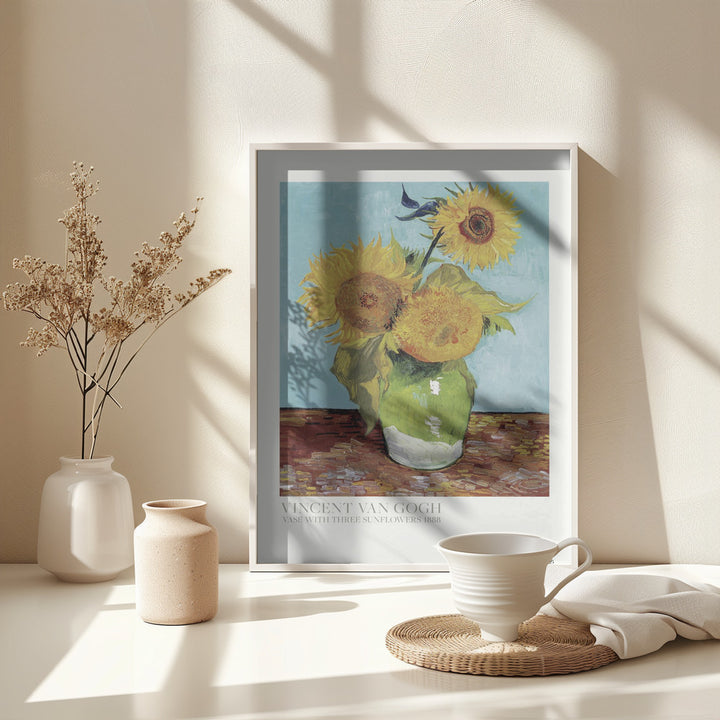 Fine Art Print, Vase With Three Sunflowers