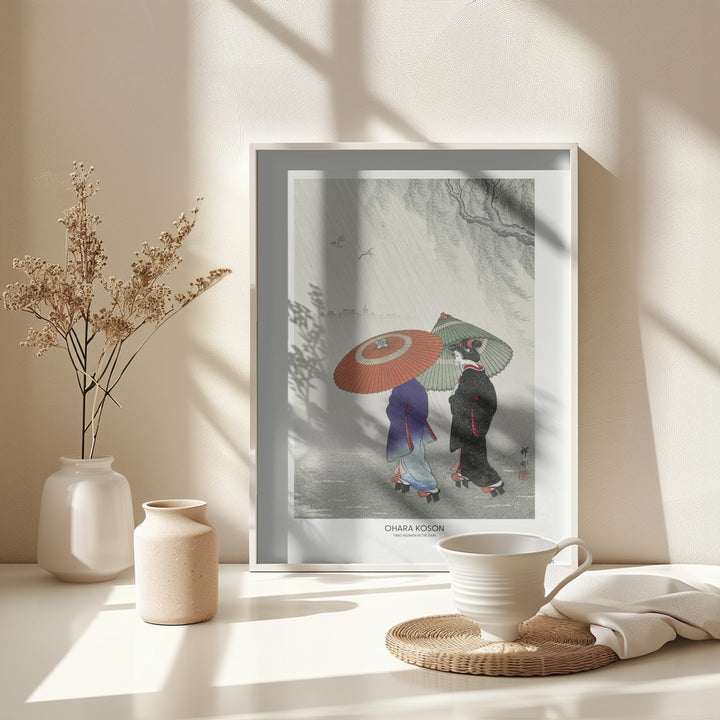 Fine Art Print, Two Women In The Rain