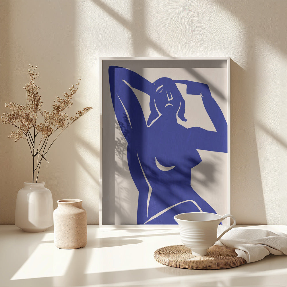 Fine Art Print, Paper cut figurative in blue