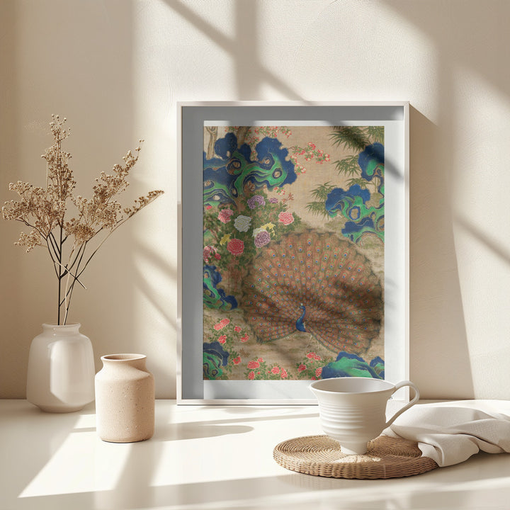 Fine Art Print, Chinese Peacock and Flowers (17th Century)