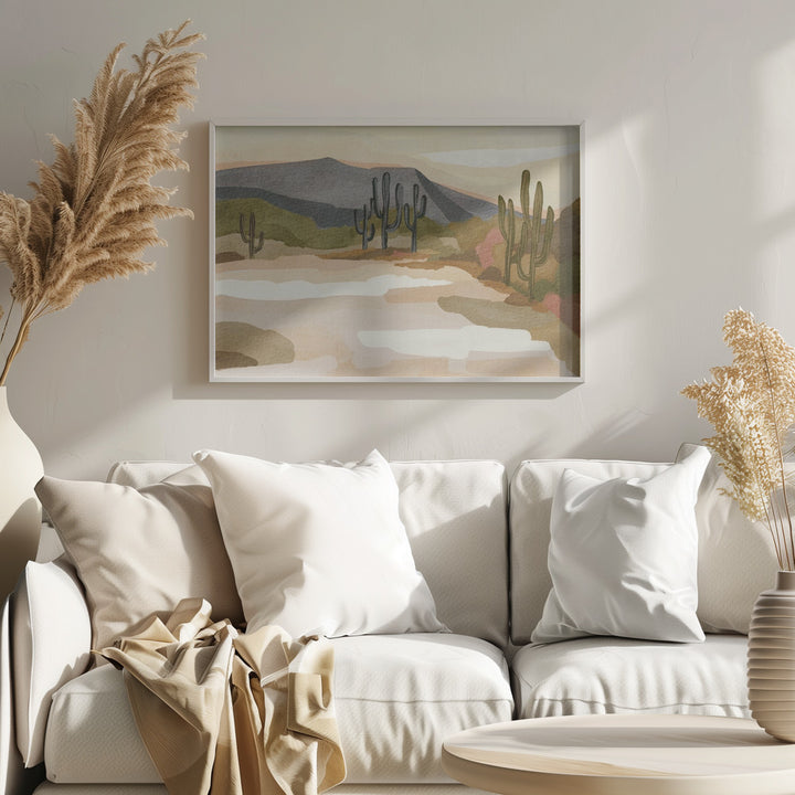 Fine Art Print, Rocky hill and Cactus