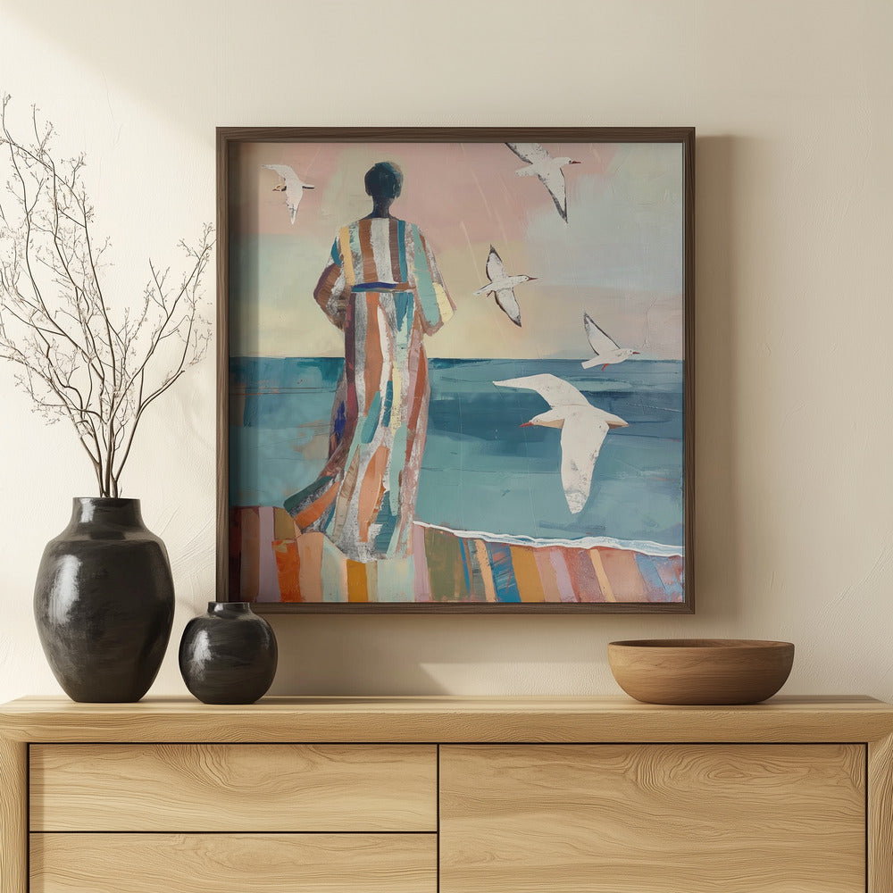 Fine Art Print, Woman and Seagull