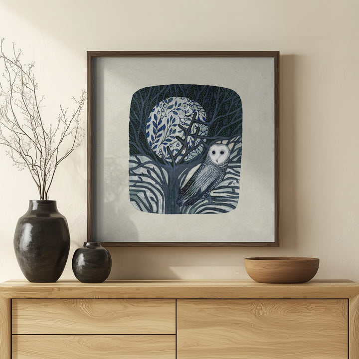 Fine Art Print, Owl and Moon