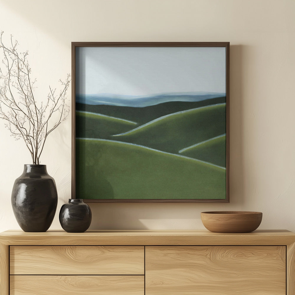 Fine Art Print, Landscape Rolling grass hills 3